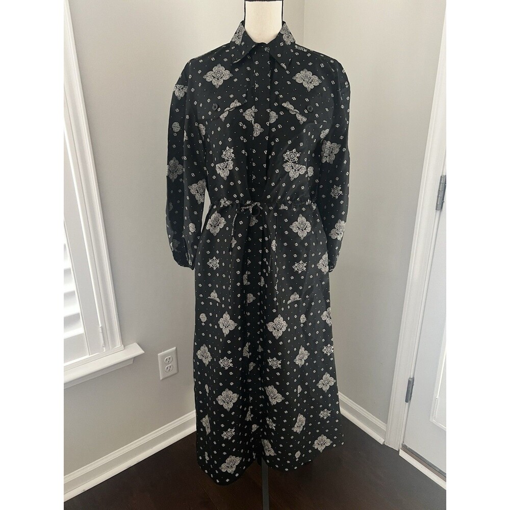 NWT Woolrich x Target Black Print Utility Midi Shirtdress Size XXS Oversized